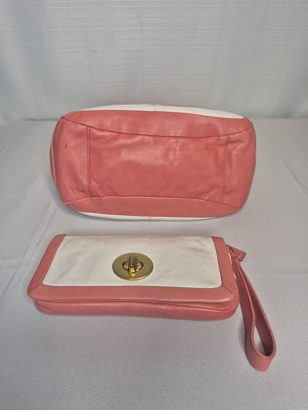 Coach Pink & White Two-Tone Leather Handbag Set EUC - Picture 8 of 17